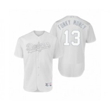 Men's Los Angeles Dodgers #13 Max Muncy Funky Muncy White 2019 Players' Weekend Authentic Stitched Jersey