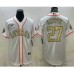 Men's Houston Astros #27 Jose Altuve White Gold 2022 World Series Champions Stitched Cool Base Nike Jersey