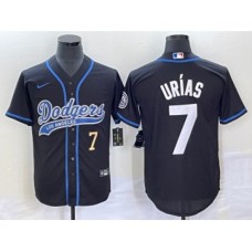 Men's Los Angeles Dodgers #7 Julio Urias Number Black Cool Base Stitched Baseball Jersey