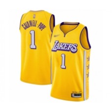 Men's Los Angeles Lakers #1 Kentavious Caldwell-Pope Swingman Gold 2019 20 City Edition Basketball Stitched Jersey