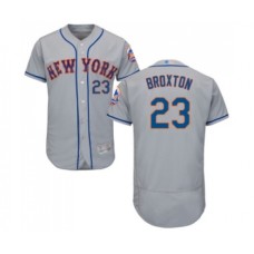 Men's New York Mets #23 Keon Broxton Grey Road Flex Base Authentic Collection Baseball Jersey