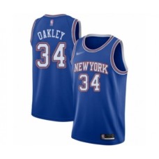 Men's New York Knicks #34 Charles Oakley Authentic Blue Basketball Stitched Jersey - Statement Edition