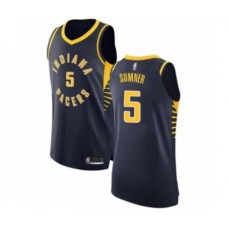 Men's Indiana Pacers #5 Edmond Sumner Authentic Navy Blue Basketball Stitched Jersey - Icon Edition