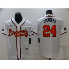 Men's Atlanta Braves #24 Deion Sanders Nike White 2022 Gold Program Authentic Player Stitched Jersey