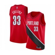 Men's Portland Trail Blazers #33 Zach Collins Authentic Red Finished Basketball Stitched Jersey - Statement Edition