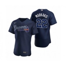 Men's Atlanta Braves #22 Nick Markakis Nike Navy Authentic 2020 Alternate Stitched Jersey