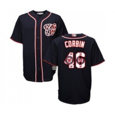 Men's Washington Nationals #46 Patrick Corbin Authentic Navy Blue Team Logo Fashion Cool Base Baseball Jersey