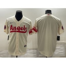 Men's Los Angeles Angels Blank Cream 2022 City Connect Cool Base Stitched Jersey