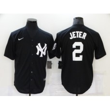 Men's New York Yankees #2 Derek Jeter Authentic Black Game Stitched Jersey