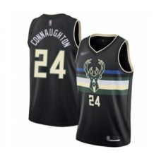 Men's Milwaukee Bucks #24 Pat Connaughton Authentic Black Finished Basketball Stitched Jersey - Statement Edition