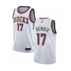 Men's Milwaukee Bucks #17 Dragan Bender Authentic White Fashion Hardwood Classics Basketball Stitched Jersey