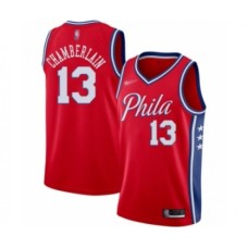 Men's Philadelphia 76ers #13 Wilt Chamberlain Authentic Red Finished Basketball Stitched Jersey - Statement Edition