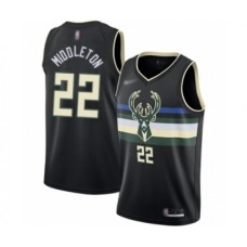 Men's Milwaukee Bucks #22 Khris Middleton Authentic Black Finished Basketball Stitched Jersey - Statement Edition