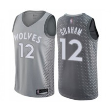 Men's Minnesota Timberwolves #12 Treveon Graham Authentic Gray Basketball Stitched Jersey - City Edition