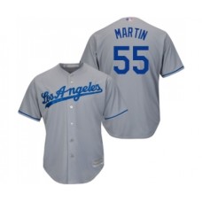 Men's Los Angeles Dodgers #55 Russell Martin Replica Grey Road Cool Base Baseball Jersey