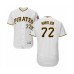 Men's Pittsburgh Pirates #72 Geoff Hartlieb White Home Flex Base Authentic Collection Baseball Player Stitched Jersey