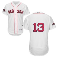 Men's Majestic Boston Red Sox #13 Hanley Ramirez White Home Flex Base Authentic Collection 2018 World Series Champions MLB Jersey