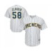 Men's Milwaukee Brewers #58 Alex Claudio Replica White Home Cool Base Baseball Jersey