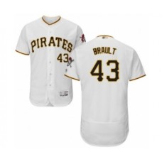 Men's Pittsburgh Pirates #43 Steven Brault White Home Flex Base Authentic Collection Baseball Player Stitched Jersey