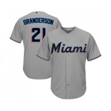 Men's Miami Marlins #21 Curtis Granderson Replica Grey Road Cool Base Baseball Jersey