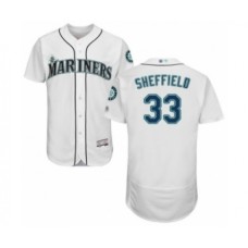 Men's Seattle Mariners #33 Justus Sheffield White Home Flex Base Authentic Collection Baseball Player Stitched Jersey