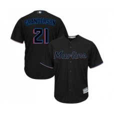 Men's Miami Marlins #21 Curtis Granderson Replica Black Alternate 2 Cool Base Baseball Jersey