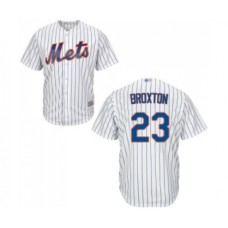 Men's New York Mets #23 Keon Broxton Replica White Home Cool Base Baseball Jersey