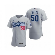 Men's Los Angeles Dodgers #50 Mookie Betts Gray Authentic 2020 Alternate Stitched Jersey