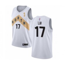 Men's Toronto Raptors #17 Jeremy Lin Swingman White 2019 Basketball Finals Champions Jersey - City Edition