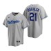 Men's Nike Los Angeles Dodgers #21 Walker Buehler Gray Road Stitched Baseball Jersey