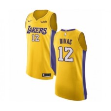 Men's Los Angeles Lakers #12 Vlade Divac Authentic Gold Home Basketball Jersey - Icon Edition