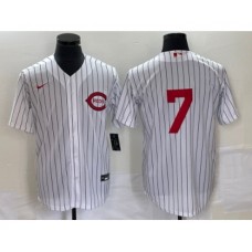 Men's Nike Cincinnati Reds #7 Spencer Steer White 2022 Field of Dreams Cool Base Stitched Jersey