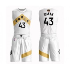 Men's Toronto Raptors #43 Pascal Siakam Swingman White 2019 Basketball Finals Bound Suit Jersey - City Edition