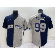 Men's New York Yankees #99 Aaron Judge Navy Blue Grey Two Tone Stitched Throwback Nike Jersey