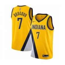 Men's Indiana Pacers #7 Malcolm Brogdon Authentic Gold Finished Basketball Stitched Jersey - Statement Edition