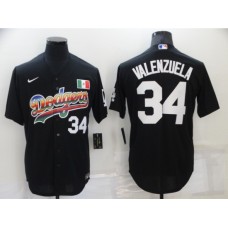 Men's Nike Los Angeles Dodgers #34 Fernando Valenzuela Black Authentic Stitched Jersey