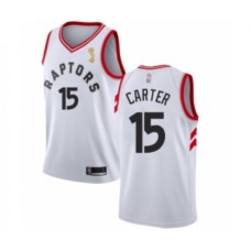 Men's Toronto Raptors #15 Vince Carter Swingman White 2019 Basketball Finals Champions Jersey - Association Edition