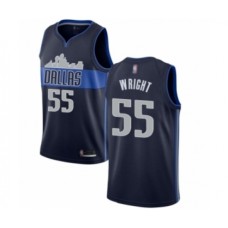 Men's Dallas Mavericks #55 Delon Wright Authentic Navy Blue Basketball Jersey Statement Edition