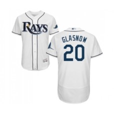 Men's Tampa Bay Rays #20 Tyler Glasnow Home White Home Flex Base Authentic Collection Baseball Jersey