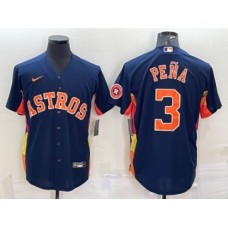 Men's Houston Astros #3 Jeremy Pena Navy Blue With Patch Stitched MLB Cool Base Nike Jersey