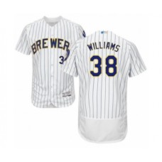 Men's Milwaukee Brewers #38 Devin Williams White Home Flex Base Authentic Collection Baseball Player Stitched Jersey