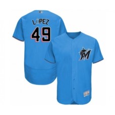 Men's Miami Marlins #49 Pablo Lopez Blue Alternate Flex Base Authentic Collection Baseball Player Stitched Jersey