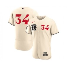 Men's Texas Rangers #34 Nolan Ryan Cream 2023 City Connect Flex Base Stitched Baseball Jersey