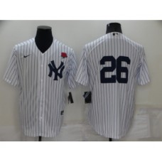 Men's New York Yankees #26 DJ LeMahieu White No Name Stitched Rose Nike Cool Base Throwback Jersey