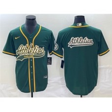 Men's Oakland Athletics Green Team Big Logo Cool Base Stitched Baseball Jersey 002