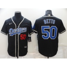 Men's Nike Los Angeles Dodgers #50 Mookie Betts Black Blue Road Authentic Stitched Jersey