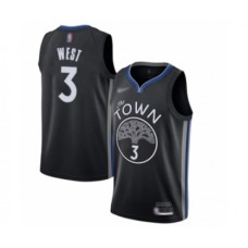 Men's Golden State Warriors #3 David West Swingman Black Basketball Stitched Jersey - 2019 20 City Edition