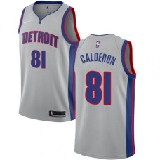 Men's Nike Detroit Pistons #81 Jose Calderon Swingman Silver NBA Jersey Statement Edition