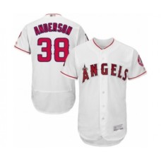 Men's Los Angeles Angels of Anaheim #38 Justin Anderson White Home Flex Base Authentic Collection Baseball Player Stitched Jersey