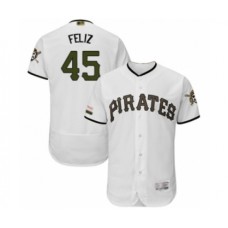 Men's Pittsburgh Pirates #45 Michael Feliz White Alternate Authentic Collection Flex Base Baseball Player Stitched Jersey